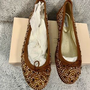 Jimmy Choo Leather cristal Flats 🤎